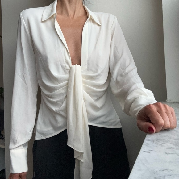 Dynamite Tops - Deep V-Neck Blouse